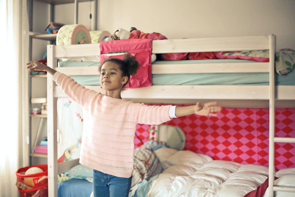 little girl in her room